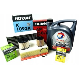 5W30 OLEJ 5L. + ZESTAW FILTRÓW PEUGEOT 307 2.0HDI