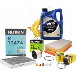 OLEJ 5W30 ELF 5L + ZESTAW FILTRÓW CITROEN C5 III PEUGEOT 407 2.0HDI