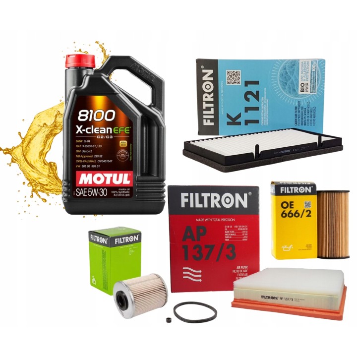 OLEJ MOTUL EFE 5W30 ZESTAW FILTRÓW OPEL VIVARO A 2.0 2.5 CDTI FILTRON