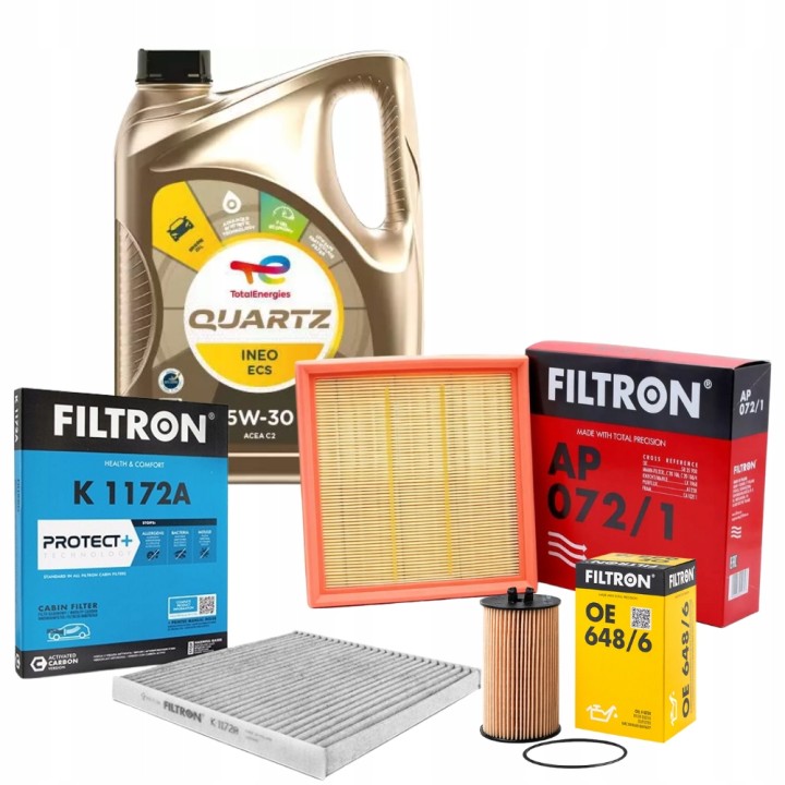 5L 5W30 TOTAL ECS OLEJ + ZESTAW FILTRÓW OPEL CORSA D E / 1.0 1.2 1.4