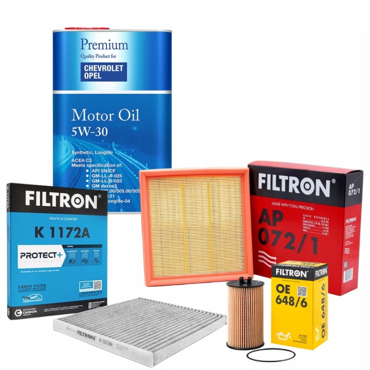 5L 5W30 FANFARO OLEJ + ZESTAW FILTRÓW OPEL CORSA D E / 1.0 1.2 1.4