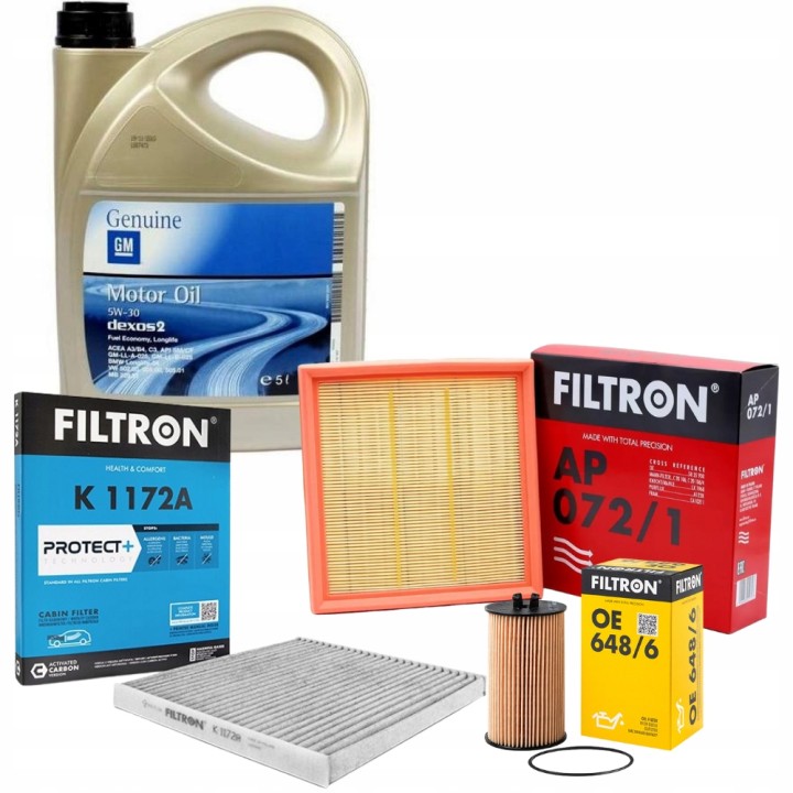 5L 5W30 DEXOS2 OLEJ + ZESTAW FILTRÓW OPEL CORSA D E / 1.0 1.2 1.4