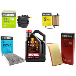 MOTUL EFE X-CLEAN 5L 5W30 OLEJ + ZESTAW FILTRÓW CITROEN C2 C3 1.4 HDI