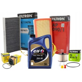 5L OLEJ 5W30 ELF EVOLUTION 5W30 ZESTAW FILTRÓW PEUGEOT 407 2.0HDI 136/140K