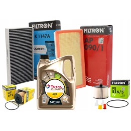 5L OLEJ 5W30 TOTAL ECS 5W30 ZESTAW FILTRÓW PEUGEOT 407 2.0HDI 136/140K