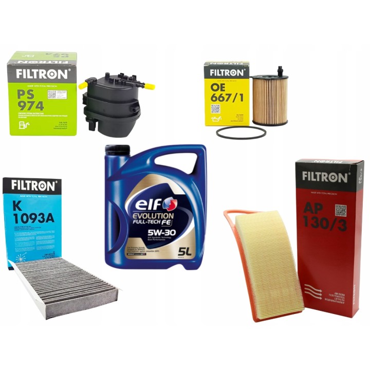 ELF 5L 5W30 OLEJ + ZESTAW FILTRÓW CITROEN C2 C3 1.4 HDI