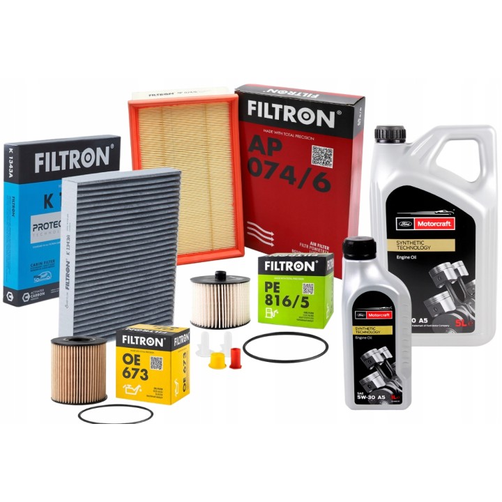OLEJ 5W30 6L MOTORCRAFT ZESTAW FILTRÓW FORD FOCUS II MK2 CMAX 2.0TDCI