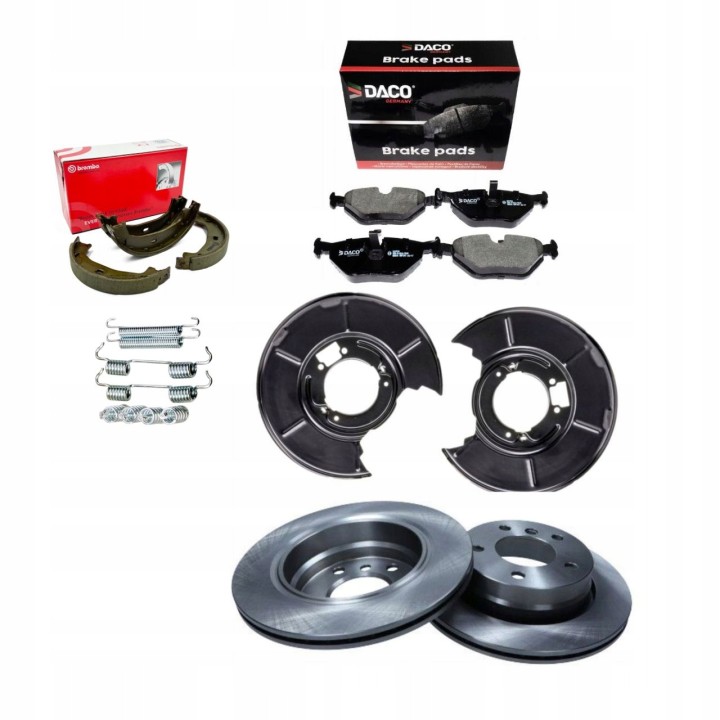 TARCZE + KLOCKI + OSŁONY + SZCZĘKI TARCZ TYŁ DO BMW 3 E36 E46 WENTYLOWANE