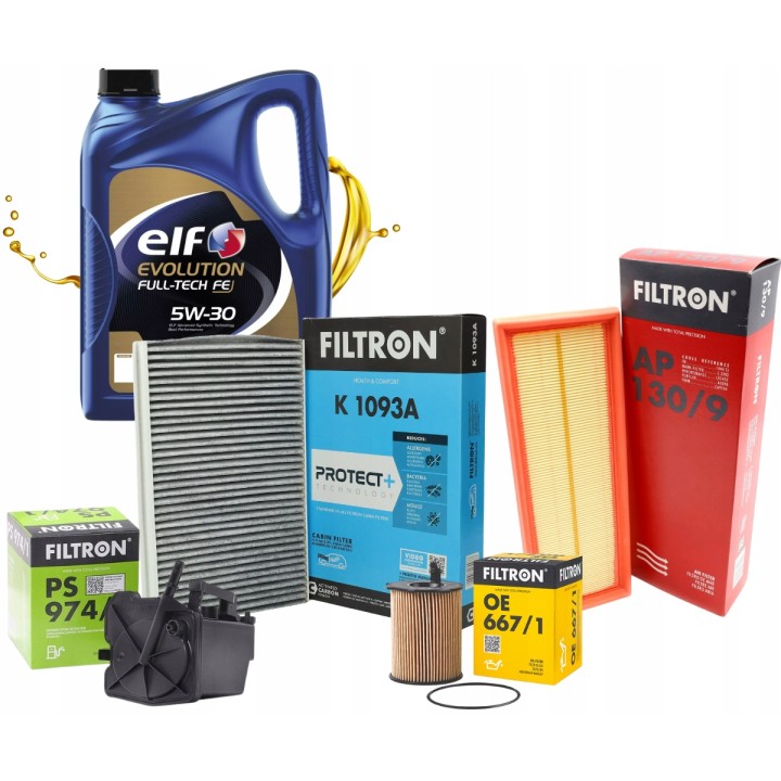 ELF 5W30 OLEJ 5L + ZESTAW FILTRÓW CITROEN C2 C3 C4 1.6HDi