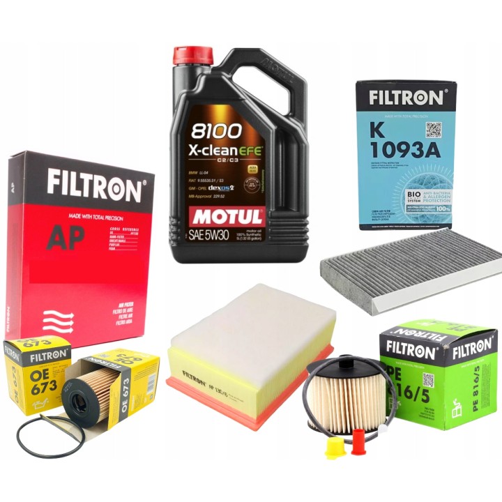 5W30 OLEJ 5L MOTUL EFE + ZESTAW 4X FILTRÓW CITROEN C4 I 2.0HDI