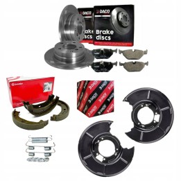 TARCZE + KLOCKI + SZCZĘKI+ OSŁONY TARCZ TYŁ DO BMW 3 E36 E46 316 318 PEŁNE
