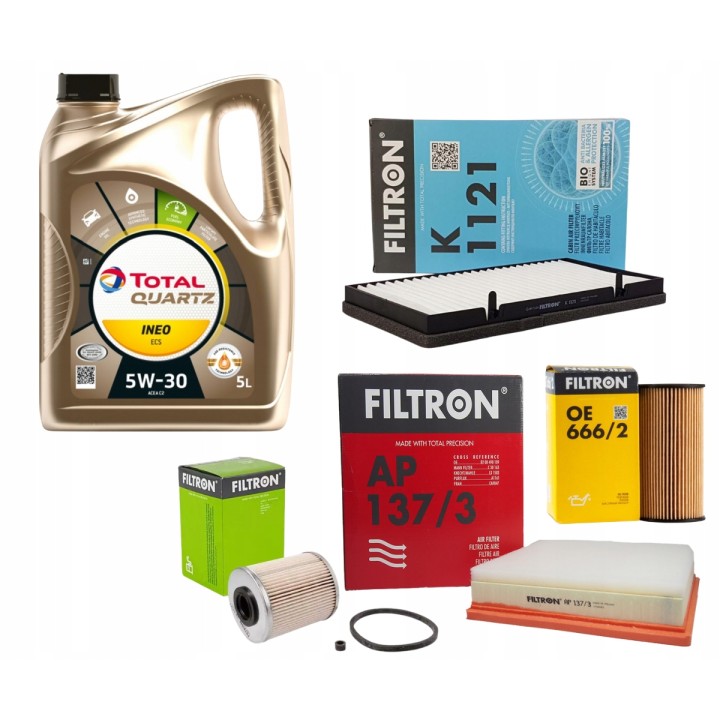 OLEJ TOTAL INEO ECS 5W30 ZESTAW FILTRÓW OPEL VIVARO A 2.0 2.5 CDTI FILTRON