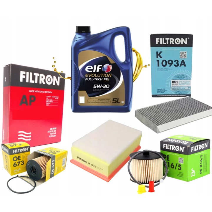 5W30 OLEJ ELF + ZESTAW 4X FILTRÓW CITROEN C4 I 2.0HDI