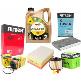 5W30 OLEJ 5L TOTAL INEO ECS + ZESTAW 4X FILTRÓW CITROEN C4 I 2.0HDI