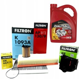 FILTRON ZESTAW FILTRÓW + OLEJ PEUGEOT 307 308 1007 CITROEN C2 C3 C4 1.6HDi