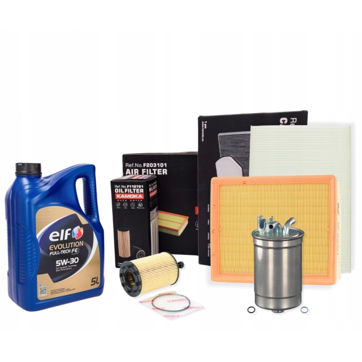 OLEJ 5W30 5L ELF FULLTECH FE ZESTAW 4X FILTRÓW AUDI A4 B7 2.0 TDI