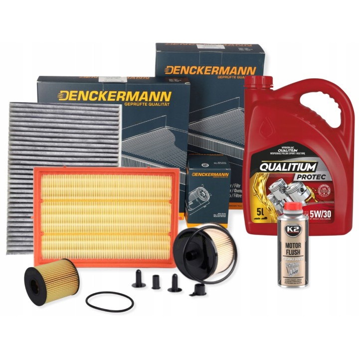 OLEJ QUALITIUM 5W30 5L 4X ZESTAW FILTRÓW PEUGEOT 307 CITROEN C4 2.0HDI