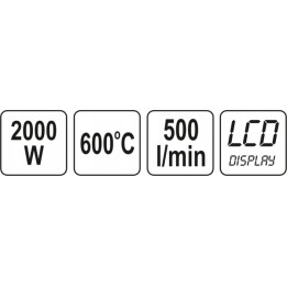 YATO OPALARKA 2000W 70~600°C AKCES. WYŚW. LCD