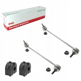 2X ŁĄCZNIKI STABILIZATORA PRZÓD + GUMY BMW E60 E61 ZESTAW L+P
