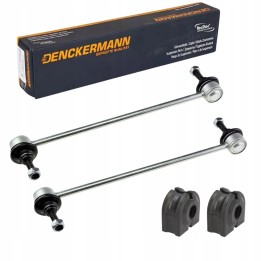 2X ŁĄCZNIKI STABILIZATORA PRZÓD + GUMY BMW E60 E61 ZESTAW L+P