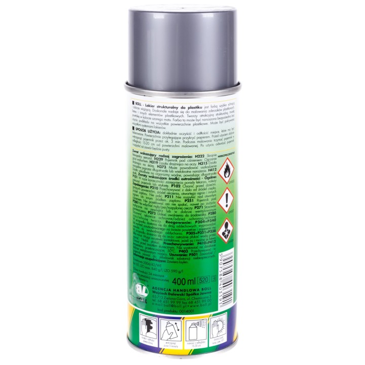BOLL LAKIER STRUKTURALNY DO PLASTIKU SZARY SPRAY 400ML / BOLL
