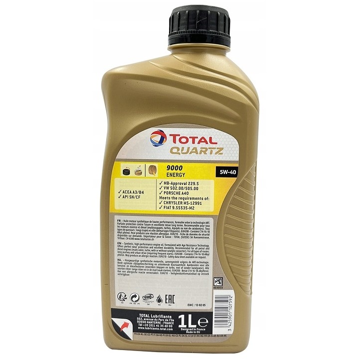 TOTAL OLEJ TOTAL QUARTZ 5W40 1L 9000 ENERGY A3/B4 / SN/CF / 229.5 / 502.00