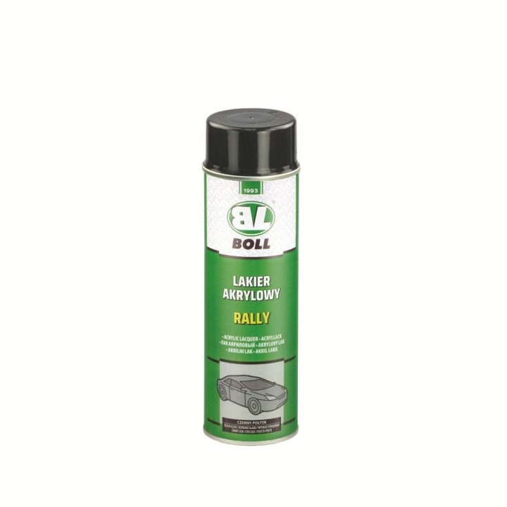 BOLL LAKIER AKRYLOWY 500ML W AEROZOLU POŁYSK RALLY CZARNY / BOLL