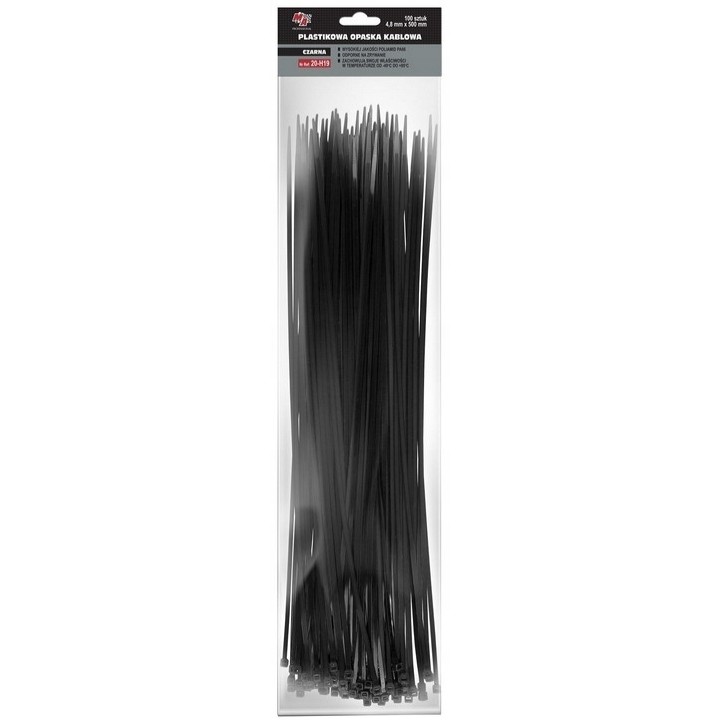 MOJE AUTO OPASKA PLASTIKOWA 4,8X500 (1 OPAK. = 100 SZT) CZARNA