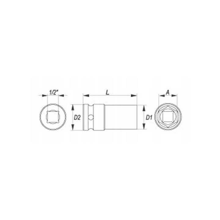 YATO NASADKA 1/2" UDAROWA 29 MM X 78 MM 6-KĄTNA DŁUGA