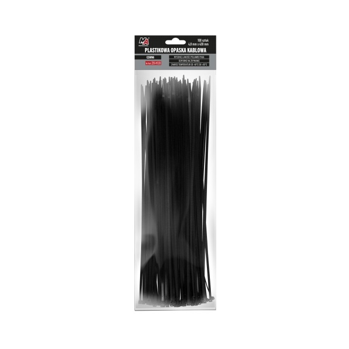 MOJE AUTO OPASKA PLASTIKOWA 4,8X430 (1 OPAK. = 100 SZT) CZARNA
