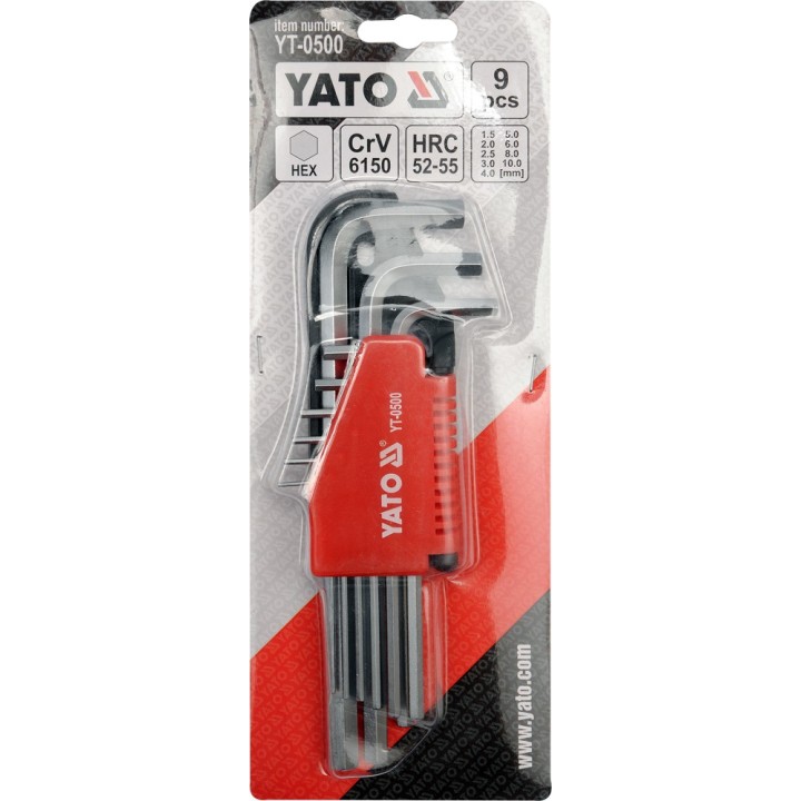 YATO KLUCZE HEX 9CZ. 1,5-10MM CRV