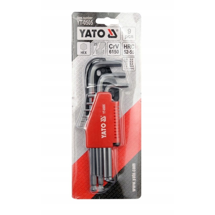 YATO KLUCZE HEX KULKA 9CZ. 1,5-10MM CRV