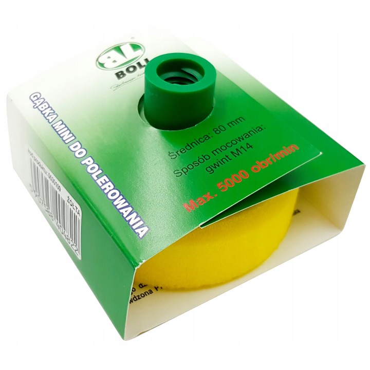 BOLL GĄBKA DO POLEROWANIA ŚR. 80MM / ŻÓŁTA / ŚREDNIO TWARDA / GWINT M14 / B