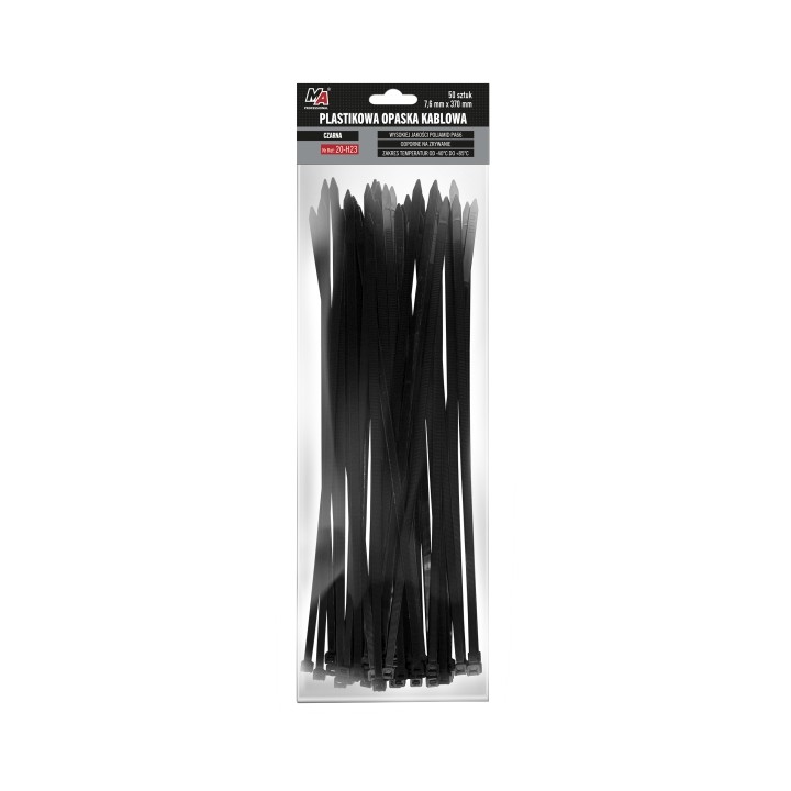 MOJE AUTO OPASKA PLASTIKOWA 7,6X370 (1 OPAK. = 50 SZT) CZARNA