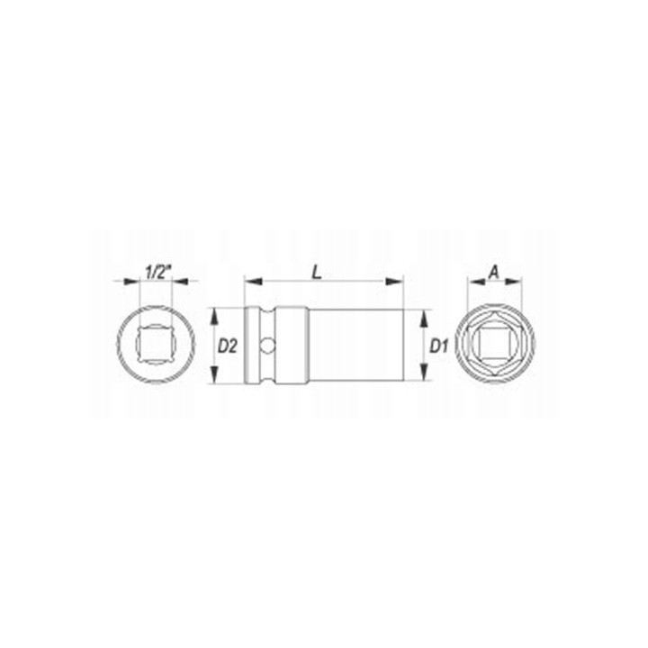 YATO NASADKA 1/2" UDAROWA 19 MM X 78 MM 6-KĄTNA DŁUGA