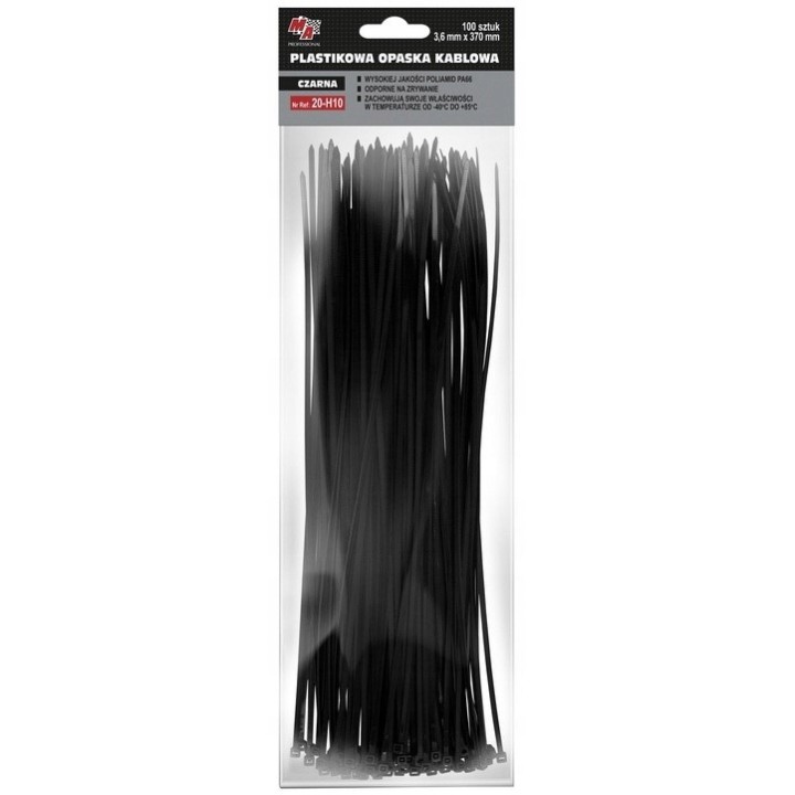 MOJE AUTO OPASKA PLASTIKOWA 7,6X370 (1 OPAK. = 50 SZT) CZARNA
