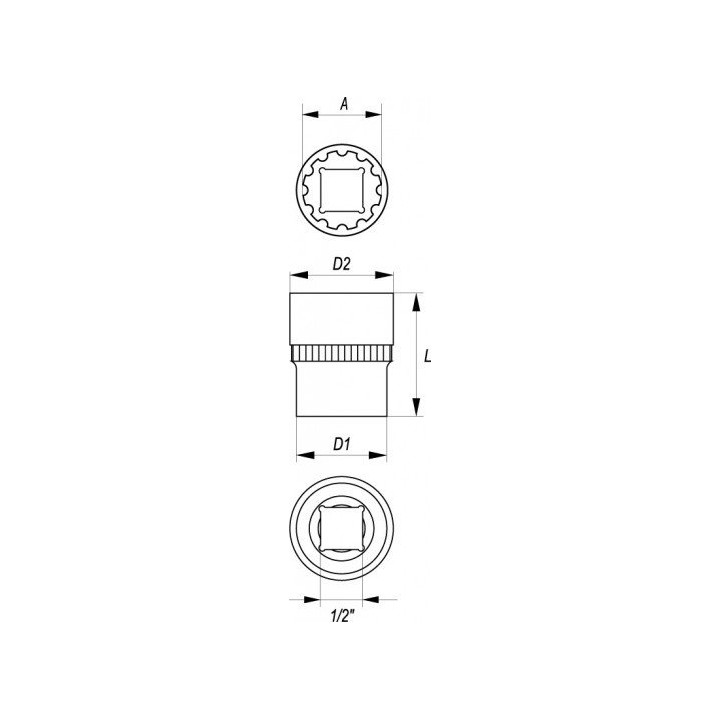 YATO NASADKA 1/2" 32 MM X 45 MM SPLINE