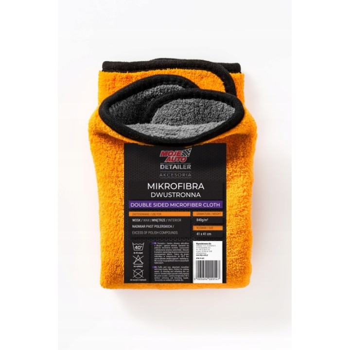 MOJE AUTO ŚCIERECZKA MIKROFIBRA DWUWARSTWOWA 41X41CM / MOJE AUTO DETAILER