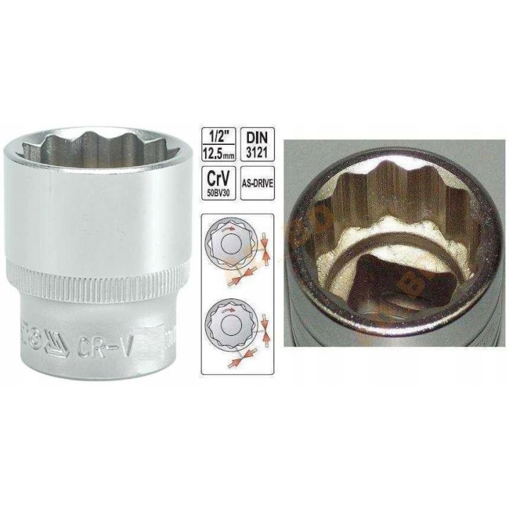 YATO NASADKA 1/2" 32 MM 12-KĄTNA KRÓTKA