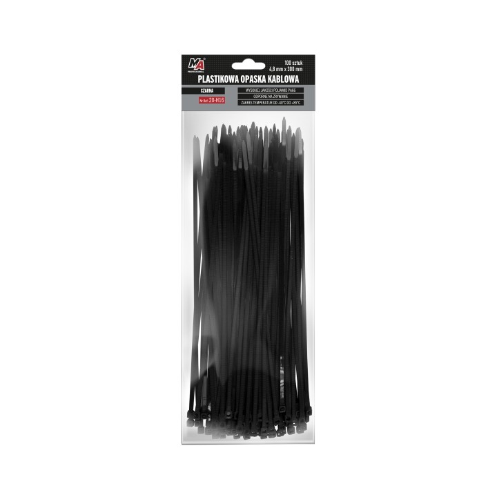 MOJE AUTO OPASKA PLASTIKOWA 4,8X300 (1 OPAK. = 100 SZT) CZARNA