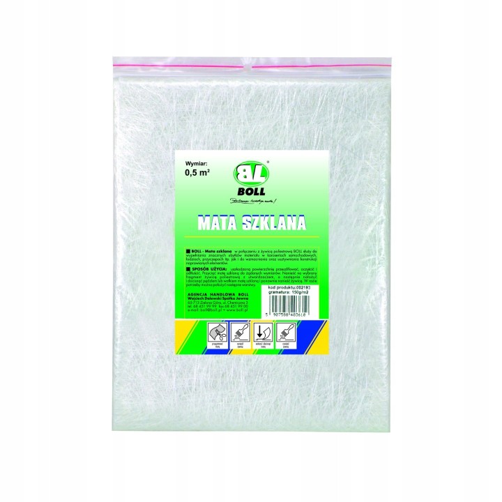 BOLL MATA SZKLANA 150G/M2 , WYMIAR 0,5M2 / BOLL