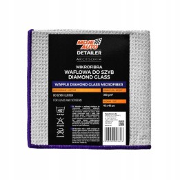 MOJE AUTO MIKROFIBRA WAFLOWA DO SZYB DIAMOND GLASS 370G/M² 40X40CM / SZARA