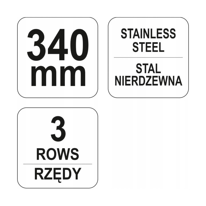 YATO SZCZOTKA DRUCIANA, DRUT NIERDZEWNY, 3 RZĘDY, RĘKOJEŚĆ PLASTIKOWA