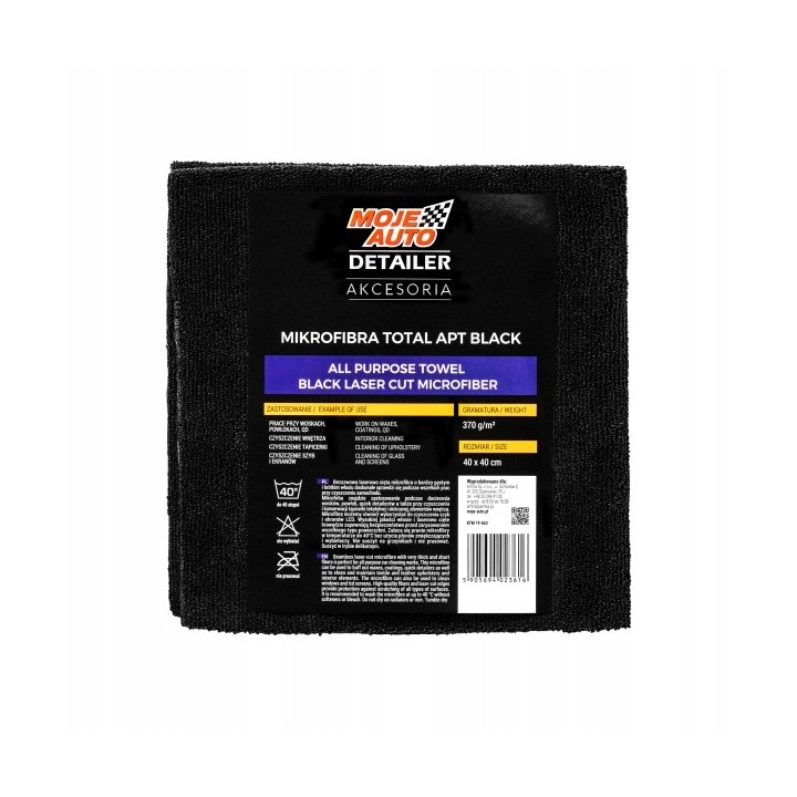 MOJE AUTO MIKROFIBRA APT BLACK (APC - ALL PURPOSE TOWEL) 370G/M² 40X40CM LA