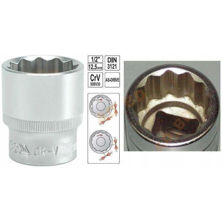 YATO NASADKA 1/2" 24 MM 12-KĄTNA KRÓTKA