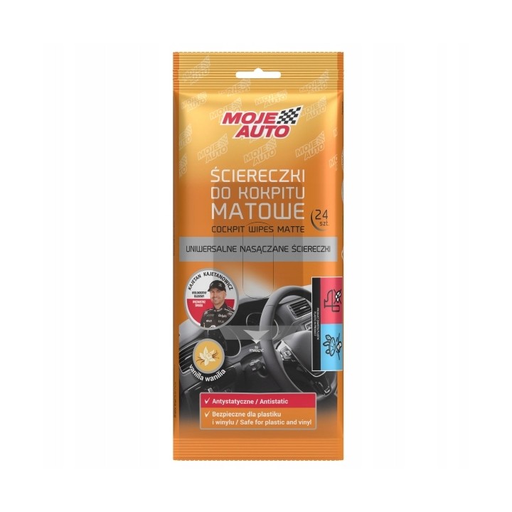 MOJE AUTO ŚCIERECZKI DO KOKPITU MATOWE WANILIA 24SZT. / MOJE AUTO