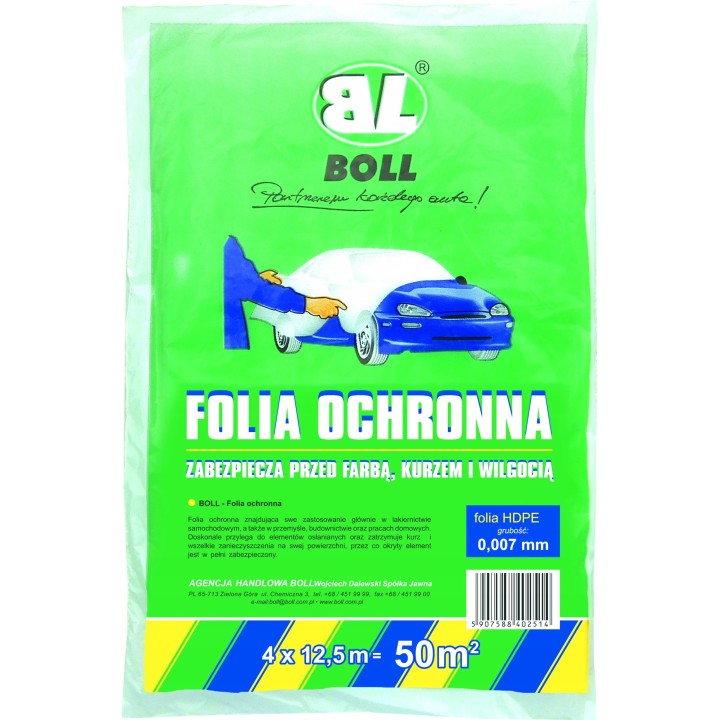 BOLL FOLIA OCHRONNA HDPE GRUBOŚĆ 0,007MM 4M X 12,5M (50 M2) / BOLL / KARTON