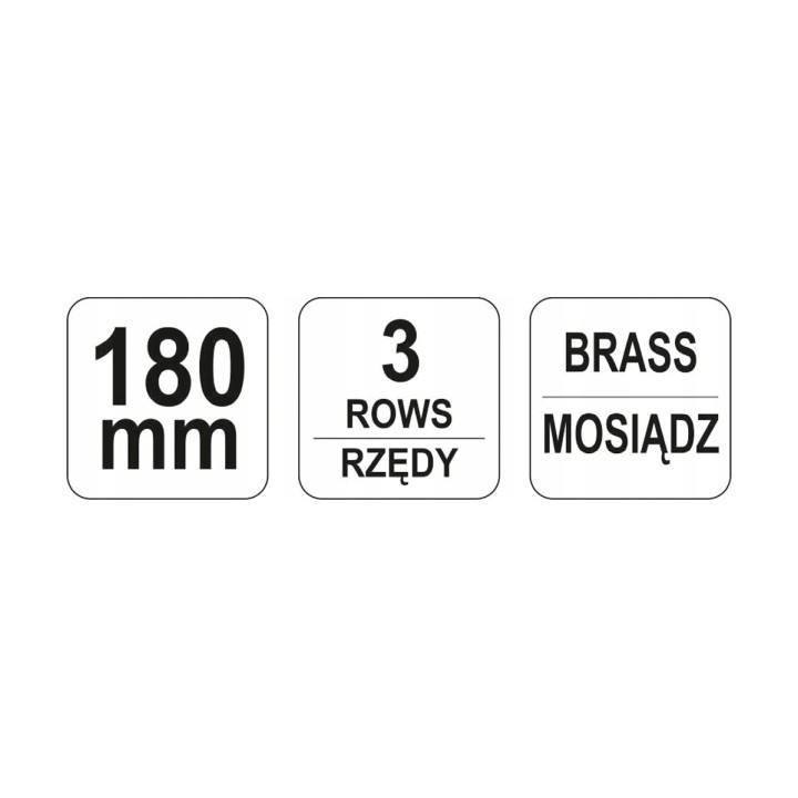 YATO SZCZOTKA DRUCIANA, DRUT MOSIĘŻNY, 3 RZĘDY, RĘKOJEŚĆ PLASTIKOWA