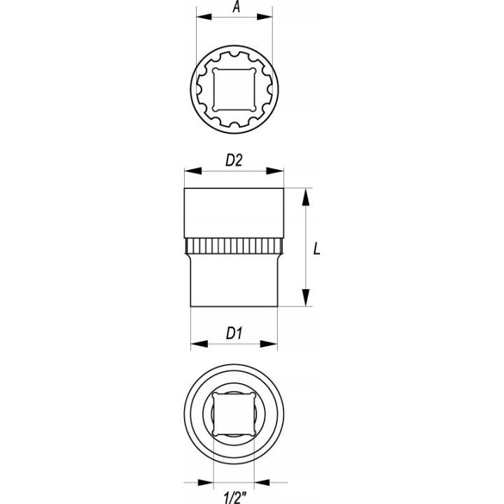 YATO NASADKA 1/2" 22 MM X 38 MM SPLINE