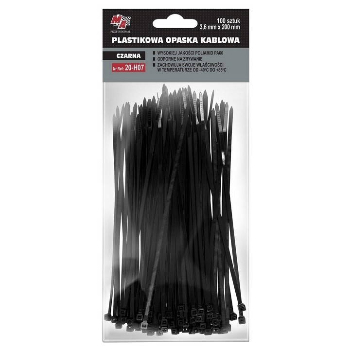 MOJE AUTO OPASKA PLASTIKOWA 3,6X200 (1 OPAK. = 100 SZT) CZARNA